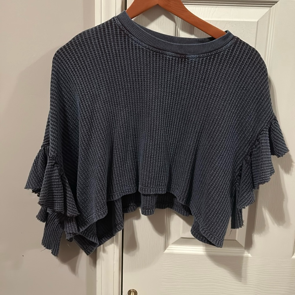 Free People Cropped Dark Blue top
